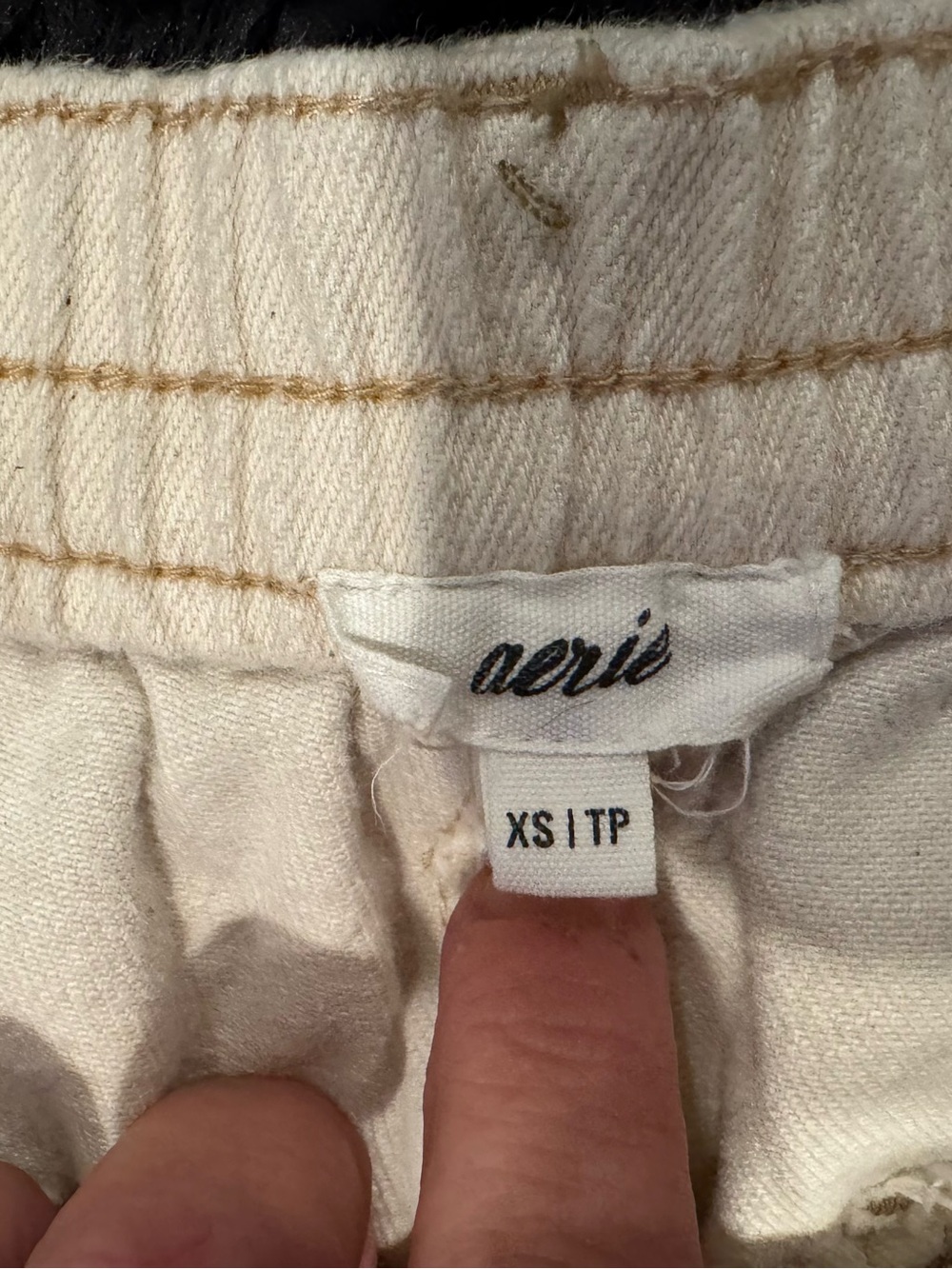 aerie Cream Distressed High-Rise Denim Shorts - Picture 2 of 3